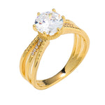 Classic solitaire ring with crystal encrusted band.  Gold plating. S564RML